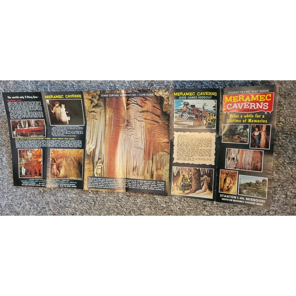 Vtg 1970s Meramec Caverns Ephemera Tourist Brochure Travel Guide‎ Souvenir